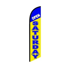 Open Saturday Yellow Swooper Flutter Feather Flag | 3ft W x 11.5ft Tall - Picture 1 of 3