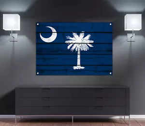 Bandera del estado de Carolina del Sur impresión en madera arte de pared decoración 24" x 15" - Imagen 1 de 6