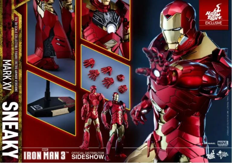 Hot Toys MMS396 Iron Man 3 Mark XV 15 Sneaky Retro Armadura Ver 1/6 Exclusivo Foto 1 de 4
