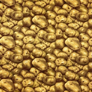 Farmer's Market Potatoes Vegetables Novelty Quilting Cotton Fabric 1/2 Yard  - Picture 1 of 2