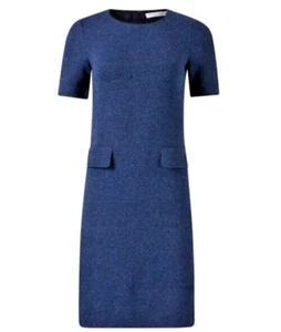 Abito a tubino Amina Rubinacci Rifugio orizzontale tweed blu oceano maglia US 10 IT 46 - Foto 1 di 15