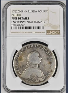 1762 Peter III Rouble F NGC Russia - Picture 1 of 2