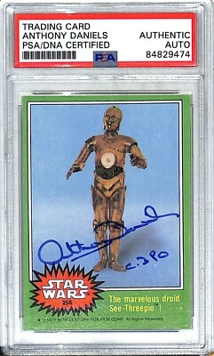 1977 TOPPS Star Wars ANTHONY DANIELS Signed Auto "C3-P0" Card #256 PSA/DNA Slab - Image 1 of 3