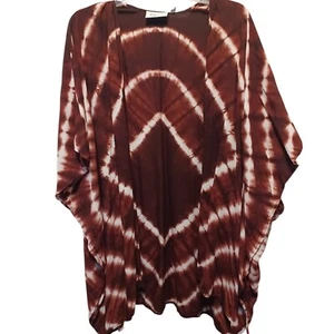 True Cloth Cardigan Womens One Size Brown White Tie Dye Boho Hippie Festival - Picture 1 of 6