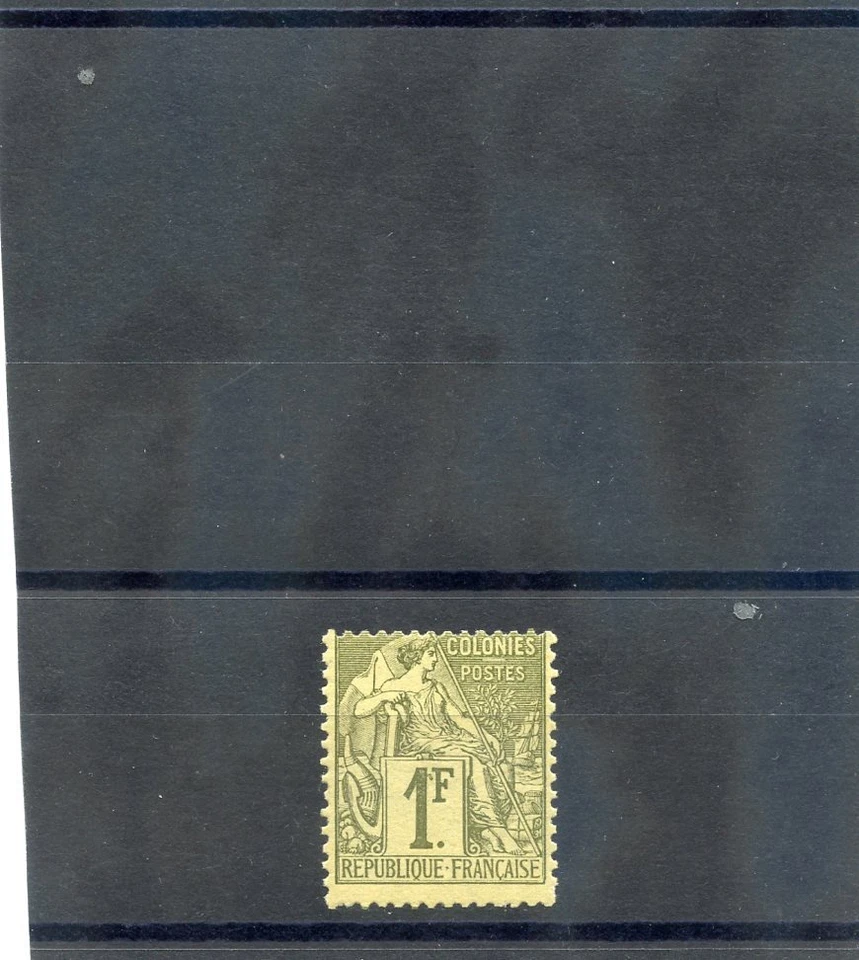 FRENCH COLONIES Sc 59(YT 59)**FINE NH 1881 1F OLIVE $550 - Image 1 of 1