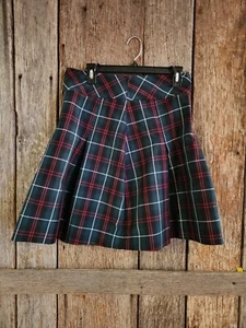 Royal Park School Uniform Green Red White Plaid Pleated Skirt Size 16 - Picture 1 of 6