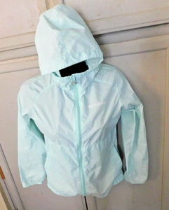 Columbia mint green hooded zip-up nylon jacket girl sz M (10/12) - Picture 1 of 5