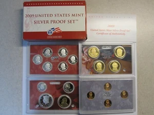 2009-S  U.S. Mint Silver Proof Set - 18 Coin Set with Box/COA, Free Shipping - Picture 1 of 2