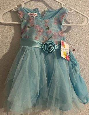 Jessica Ann Infantil 18 Meses Azul Vestido Encaje Toole Falda Forro Enagua Nuevo con Etiquetas Foto 1 de 2