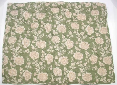 Noble Excellence 绗缝枕头 Sham ~ 绿色棕褐色象牙色花卉 ~ 20 x 26 — 第 1/3 张图片