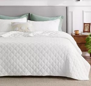 Bedsure Boho King Size Quilt White Diamond Pattern Lightweight New Original Box - Picture 1 of 11