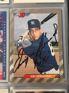 Kiki Hernandez signed autographed 1992 Bowman #637 Rookie RC New York Yankees
