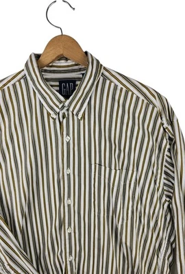Camisa De Colección GAP Abotonada Para Hombres XL Dorada Rayas Verticales Vestido Clásico Preppy Foto 1 de 4