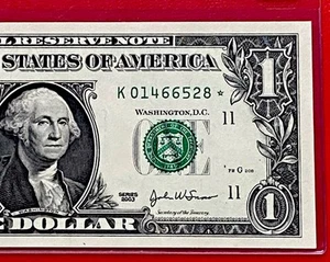 2003 Star Note $1 DOLLAR BILL ( Dallas k ) UNCIRCULATED - Picture 1 of 3