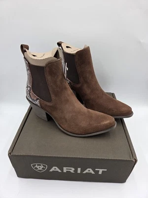 Женские сапоги Ariat модель Bradley Western Chelsea размер 10 цвет кофейная замша с розовым... - Изображение 1 из 4