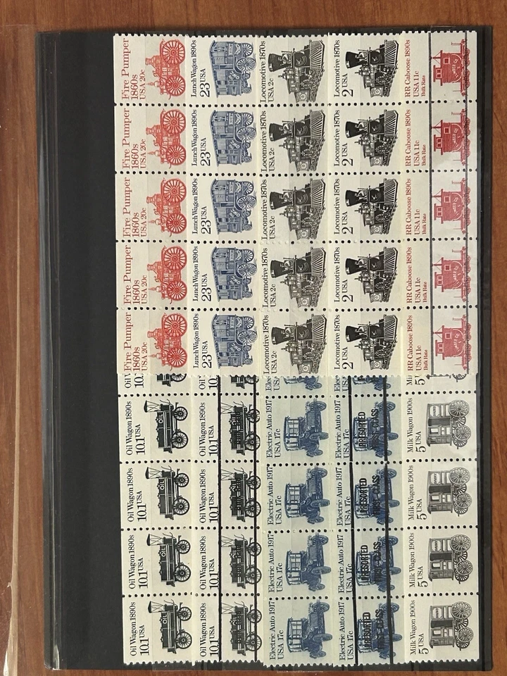 UNITED STATES 1981 -1995: Ten Diff. Transportation Series MNH - Coil Strip Of 5. - Image 1 of 3