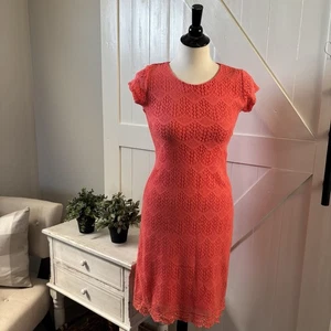 Downeast Bodycon Dress Size 6 Coral Color Fully Lined Stretch Bright Classy - Picture 1 of 10