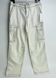 True Religion Winter White Women's Military Cargo Trousers Size 26 NWT - Picture 1 of 15