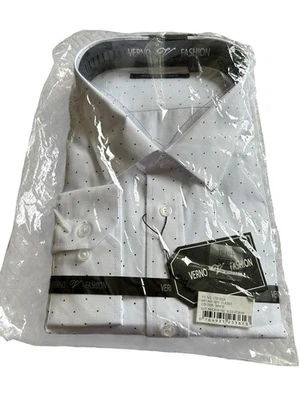 Verno Fashion Dress Shirt Mens Size 19-19.5 36/37 White Classic Fit Long Sleeve - Image 1 of 4