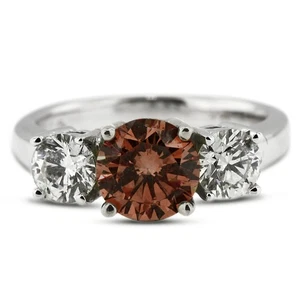 1 1/4ct Red SI1 Round Natural Certified Diamonds 14k Classic Engagement Ring - Picture 1 of 10
