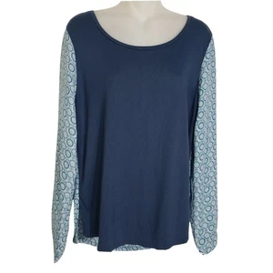 Ann Taylor Damen Bluse mittelblau grau Geometrisches Muster Langarm Bluse Strick - Bild 1 von 10