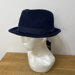 Maz UK-Unique -Elegant 100% Wool Trilby Hat Waterproof & Crushable XL 61 Cm Blue - Picture 1 of 13