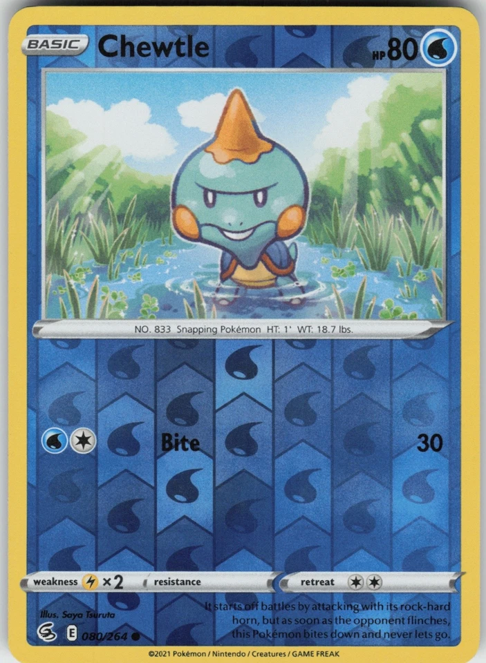 PO-06 Reverse Holo Chewtle 080/264 Common SWSH08: Fusion Strike - Image 1 of 1