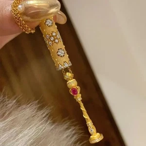 Tubo de oro cepillado varita mágica colgante collar cetro collar - Imagen 1 de 6