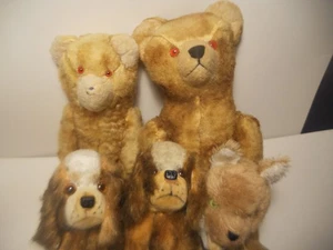 4+ OSO DE PELUCHE Pequeño Perros Carnaval Tipo Años 50 18 en Pose Paja Alemana De Colección - Imagen 1 de 7