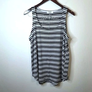 Zenana Black And White Striped Tank Top Size XL - Picture 1 of 7