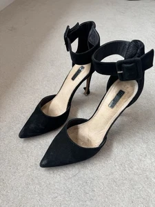Well Worn Topshop Black Heels With Ankle Strap - Picture 1 of 17