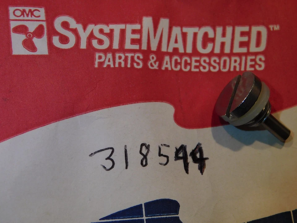 OMC JOHNSON EVINRUDE 318544 MAGNETIC DRAIN PLUG SCREW GENUINE OE FAST SHIPPING!! - Image 1 of 1