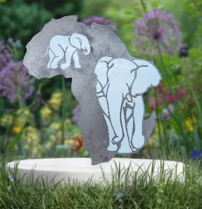 Momma & Baby Elephant w/ African Map - Picture 1 of 1