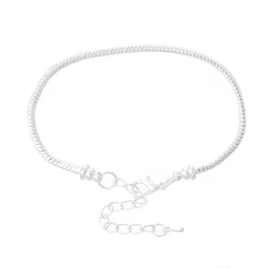 1 CHAINE 17CM BRACELET SERPENT 17CM+5CM METAL ARGENTE COMPATIBLE MOUSQUETON *G4H - Picture 1 of 3
