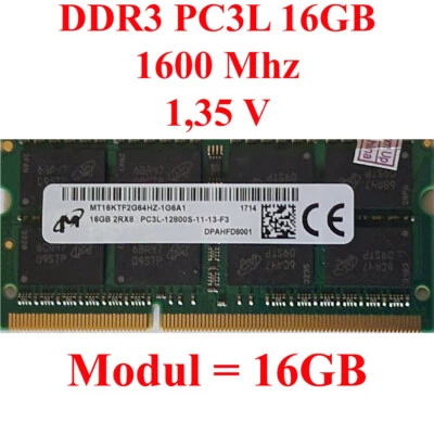 SAMSUNG 3RD 16GB RAM Speicher 204 pin DDR3L SO DIMM 1600 Mhz PC3L-12800S 1.35V DDR3