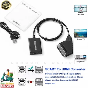 SCART To HDMI Converter 1080P ADAPTOR for HDTV skybox DVD + HDMI CABLE - Picture 1 of 26