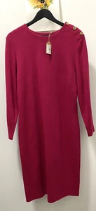 Vintage 90's St Michael pink jersey dress size 18 UK golden buttons - Picture 1 of 5