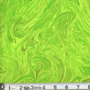 Tessuto 100% cotone vernice marmorizzata versata verde lime venduto BTY - Foto 1 di 1
