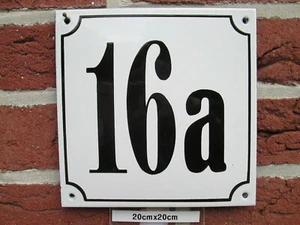 Número de casa mega grande esmalte nº 16a número negro fondo blanco 20cmx20cm  - Imagen 1 de 12