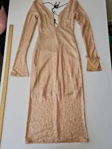 Ladies Sequin Dress Unbranded Size M Nude V Neck 28655 - Picture 1 of 16