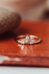 1 CT Cut Marquise Real Moissanite 14K Yellow Gold Plated Unique Engagement Ring - Picture 1 of 10