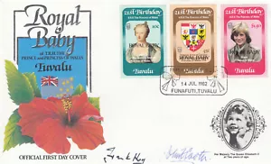 (136961) Prince William Royal Baby Princess Diana OVERPRINT Tuvalu FDC 1982 - Picture 1 of 1