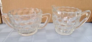 ANTIQUE  CREAMER AND OPEN SUGAR BOWL Honeycomb design (U1-19) - Picture 1 of 5