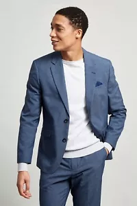 New Burton Menswear Blue Jasper Check Slim Jacket 36S - Picture 1 of 3