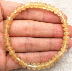 New 4x6mm Smooth Tea Watermelon Tourmaline Gems Rondelle Beads Bracelet 7.5in - Picture 1 of 12