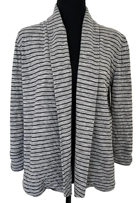 Theory Ashbey/Harborside Open Front Striped Grey/Black Blazer Cardigan Size S - Image 1 of 4