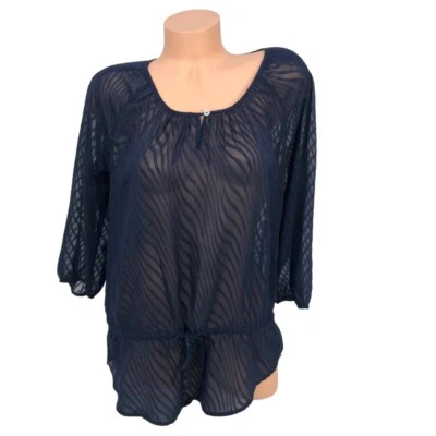 Camisa Top Campesina a Rayas Transparentes The Limited Blusa Babydoll Carrera Oficina Talla L Foto 1 de 4