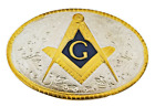 Mason Masonic Men Fraternal Compass Masonry Freemasonry Belt Buckle Gold Metal