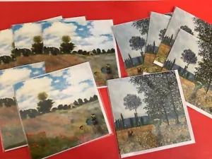10 BLANK ART CARDS 5” x 5” & ENVELOPES  By CLAUDE MONET - FLORAL SCENERY DESIGNS - Picture 1 of 8