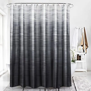 Gradient Black Shower Curtain Waterproof 72"x72" Fabric Set - Picture 1 of 5